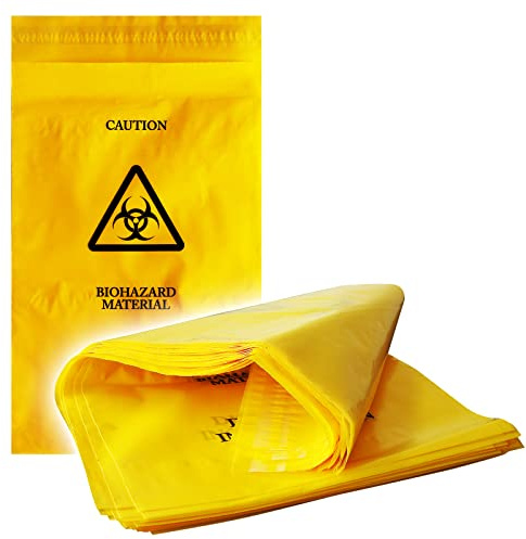 RE-GEN Bio-Hazard Müllentsorgungsbeutel für klinische medizinische Abfälle, klein, 195 x 310 mm, Gelb, 25 Stück