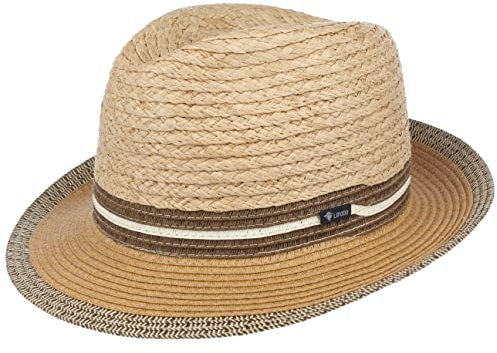LIPODO Sombrero de Paja Temilio Bogart Mujer/Hombre - Made in Italy para el jardín Sol Playa Primavera/Verano Verano - L (58-59 cm) Natural-marrón