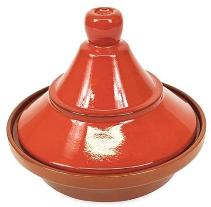 Verano Spanish Ceramics Selena Hand Dipped Glaze Large Tagine - Home Cooking Kitchen Restaurant Dining Décor Dishware Cookware Crockery Casserole Food Cooking Pot Serving Dish Gift - 27cm Red