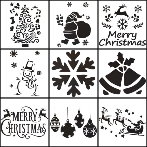 10er Set Schneespray Fenster Schablonen Weihnachten 42cm XXL Sprühschnee | Wiederverwendbar, abwaschbar, robustes Kunststoff, 10 große Schablonen, 42x30 cm, Weihnachtsmotive, Fensterbilder zum Sprühen