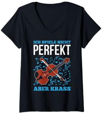 Damen Bratsche Spielen Viola Musik Bratschist Orchester Violist T-Shirt mit V-Ausschnitt
