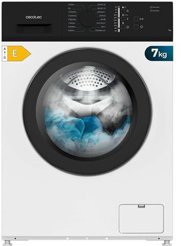 Cecotec Lavadora 7Kg Carga Frontal Bolero DressCode 720 E. 1200 RPM, Bajo Consumo, DrumClean, 15 Programas, DelayStart 0-24h, KidLock, PreLavado, Sterilization 60ºC, Programa Rápido 15'