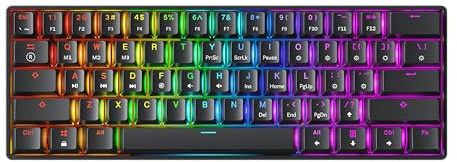 GK61, Tastiera meccanica da gaming, 61 tasti multicolore RGB, retroilluminata con illuminazione a LED, con cavo, programmabile, cablata, per giocatori su PC e Mac (layout italiano non garantito