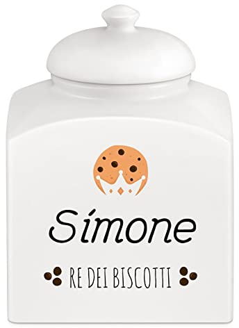 Maverton Barattolo in ceramica, stampa personalizzata, Contenitore per | Biscotti 3 L, organizer cucina ceramica, barattolo per merendine, pensiero originale per uomo, re dei biscotti