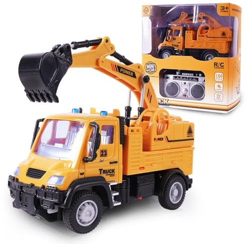 VATOS Ferngesteuerter Bagger Spielzeug Großer Bagger LKW Spielzeug Fahrzeuge Kinder Spielzeug Geschenk für Jungen Mädchen 3 4 5 6 Jahre