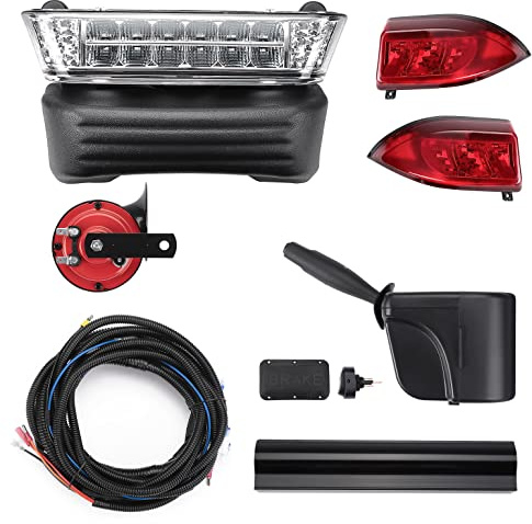 KEMIMOTO Deluxe Precedent Light Kit Compatible with Club Car Precedent 2004-Up, Upgrade 12V Street Legal LED Headlights, Taillights with Turn Signals Hazard Light Switch, Horn, Brake