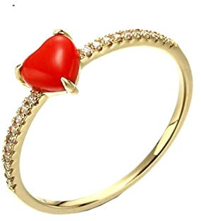Ayoiow Ring Frauen Modeschmuck, Hochzeitsringe Gold 585 mit Rund Zirkonia Ringe Weiß Herz Größe 60 (19.1)