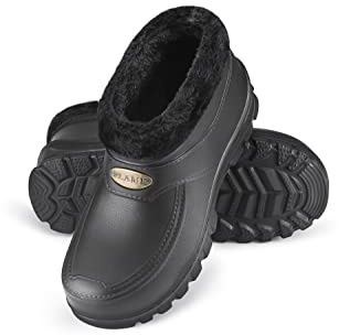 ESTRO Gummistiefel Gefüttert Herren Clogs - Regenstiefel Herren Gefütterte Gummistiefel Damen Kurz Regenschuhe Damen A16 (41, Schwarz)