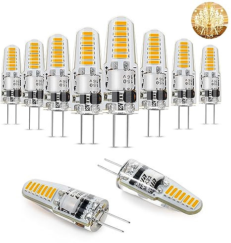 I-SHUNFA G4 LED Lampen 1.2W,AC/DC 12V,Warmweiß LED Glühbirne 3000K,Ersetzt 15W Halogenlampen,110LM G4 LED-Leuchtmittel,LED Birne Nicht Dimmbar,LED Stiftsockellampe,10er Pack