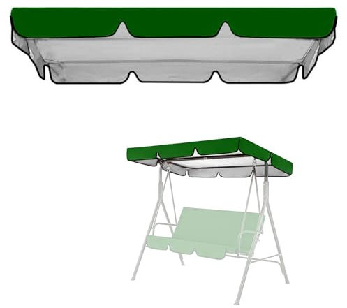 Tissting Toldo Columpio para Exteriores, 64,6 x 44,9 x 5,9 Pulgadas Tela Oxford Recubierta de Plata 420D Toldo Impermeable Cubierta Superior Abatible de Repuesto para Balcón de Jardín(Verde)