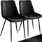 tectake® Esszimmerstühle 2er Set, Polsterstuhl, Küchenstuhl, Wohnzimmerstuhl, Schminktisch Stuhl, ergonomischer Stuhl mit Rückenlehne und Sitzfläche aus Samt, Schwarze Metallbeine - schwarz