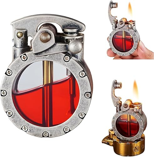 2024 Vintage Trench Transparent Kerosene Steampunk Lighter - Sliver