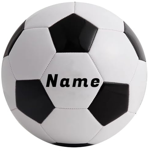 Cezool Pallone da calcio con nome stampato - Pallone bianco con macchie nere, regali per calcio, regali personalizzati, regali di Natale e compleanno