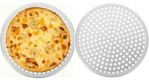 Healeved Plaque À Pizza Perforée Ronde En Aluminium Plat À Pizza Réutilisable 25.50 X 25.50 X 0.50 Cm Trous Denses Pour Cuisson Homogène Et Nettoyage Facile