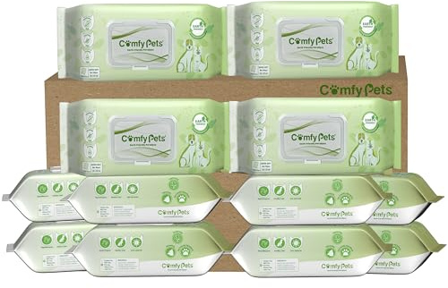 Comfy Pets Lingettes humides | Lingettes douces et épaisses sans parfum pour animaux de compagnie | Lingettes pour chats et chiens pour oreilles, pattes, corps et fesses | Lingettes biodégradables