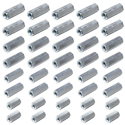 UTMACH 40 Pièces Long M4 M6 M8 M10 Écrou Rallonge Manchon Hexagonal en Acier au Carbone Plaqué Zinc