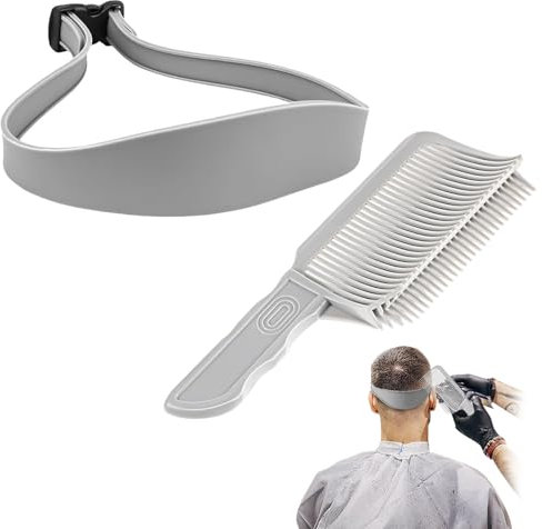 RAFIYU Haarschneidekamm,Barber Fade Kamm für Männer,Gebbogener Friseur Kamm Silikon Haarschnittband,verstellbare Haarschneide schablone,Hause übergang Haarschneidemaschine