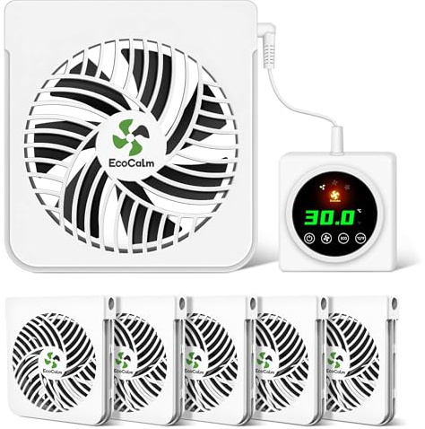 EcoCalm Ventilateur de Radiateur en Fonte - 6 Ventilateurs Avec Thermostat et Aimants - Augmente l'Efficacité du Chauffage et Économise sur les Coûts