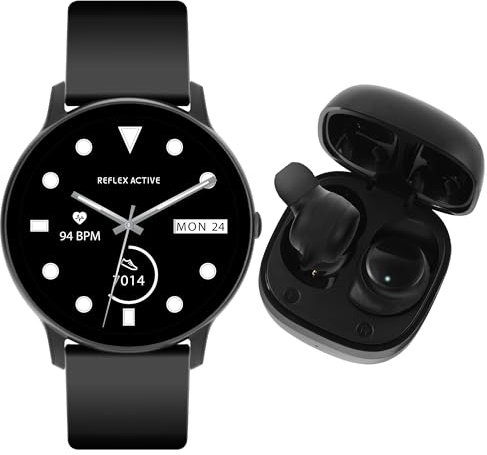 Reflex Active Series 36 Smart Calling Watch and Earbud Set, Heart Rate Monitoring, Make & Answer Calls, Sports Modes, IP68, IOS 12.0+ and Android 9.0+ Compatible for Men