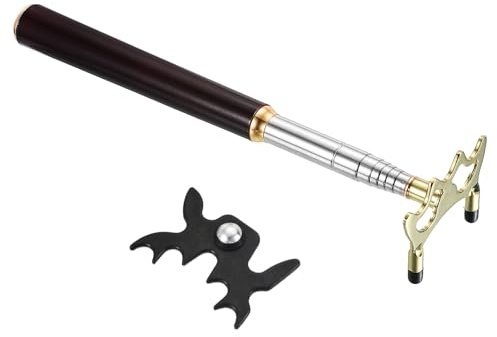 PATIKIL Einziehbarer Billard-Queue-Stick-Brücke Gold/Schwarz | Holz-Pool-Queue-Zubehör, mit abnehmbarem Metall-Niedrigbrücken-Kopf, für Pooltisch-Wettbewerb