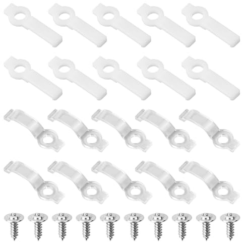200 Stück Led Strip Halterung Befestigung Clips, Licht Montagehalterung, Einen Seite Befestigungsleiste für 8/10mm Breite Lichtstreifen, mit 200 Stk Nichtmagnetischen Schrauben, 2 Arten (10mm)