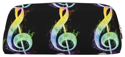 ASPOIJHN Bunte Musiknoten, vielseitiges Leder-Federmäppchen, stilvolle Aufbewahrungstasche für Schule, Büro, Schreibwaren, Kosmetiktasche, Münzen, gold, Einheitsgröße, Krawattenetui