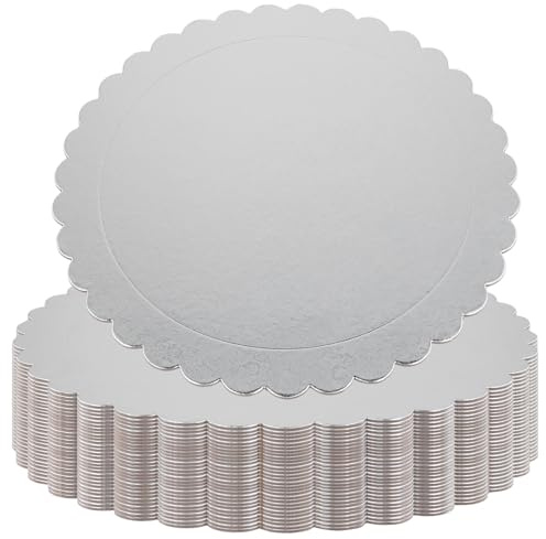 Funsuei 30 stycken tårtfat kartong 30 cm x 2 mm, rund silver, tårttallrik, tårtfat för kakor, tårtor
