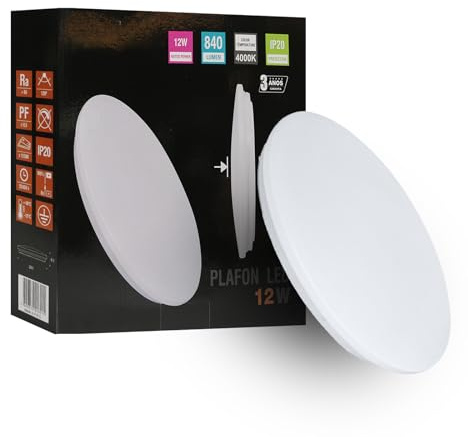 Maxled, Light is Led! Deckenleuchte LED Deckenlampe Ø26cm 4000K Badlampe Rund Flach 12W 840LM Modern Schlicht Lampe Dünn für Bad Balkon Keller Schlafzimmer Flur Büro Badezimmer Küchenlampe