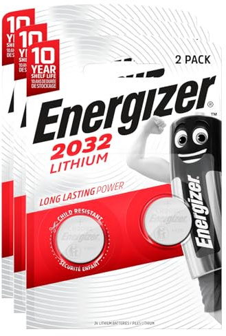 Energizer Lithium Piles CR2032 Bouton 3 V au lithium Longue durée de vie maximale pour petits appareils montres télécommandes et thermomètres – 1 blister de 6 piles