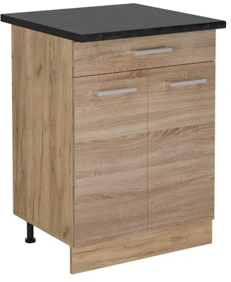Vicco Küchenunterschrank R-Line, Sonoma, 60 cm mit Schublade, AP Anthrazit, zur freien Kombination innerhalb modularer Küchensysteme