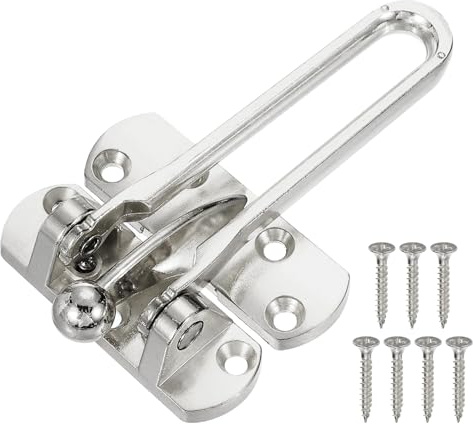 PATIKIL Door Chain Lock, 1 Pcs Door Swing Bar Lock for Home Security Front Doors and Inside Doors with 7 Pcs Screws for Home Bedroom Hotel Apartment, Silver