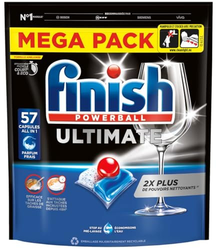 Finish Ultimate Pastilles Lave-Vaisselle, Imbattable contre les taches tenaces, 57 capsules - lot de 8