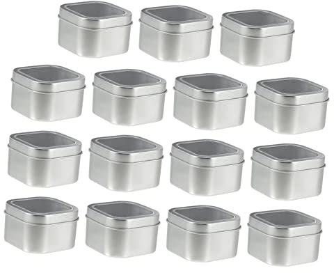 Homoyoyo Set Da 15 Scatole Quadrate in Metallo Con Coperchio e Finestra Trasparente, Contenitori Robusti Per Candele Fai Da Te e Cosmetici, Per Conservazione e Confezionamento Regalo