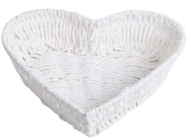 Cesto di stoccaggio intrecciato, Cesto di rattan a forma di cuore, Cesto di rattan per frutta e verdura, Cestini per pane e frutta, Cestino da scrivania per assortimenti (Bianco)