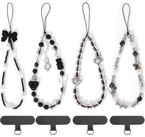 A.S.Marelis Handy-Anhänger mit Kristallperlen, Acryl, klassisches Design, 4 Stück