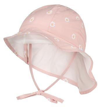 Sterntaler Sonnenhut Gänseblümchen – Sonnenhut aus Baumwolle mit Gänseblümchen-Print, mit Bindeband, Gummizug und Nackenschutz, gefüttert mit Bio-Baumwoll-Batist