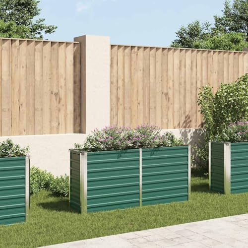 Qnhdfrt Fioriera rialzata in acciaio zincato da giardino, verde, 160 x 40 x 77 cm, per balcone, terrazza, esterni, con design robusto