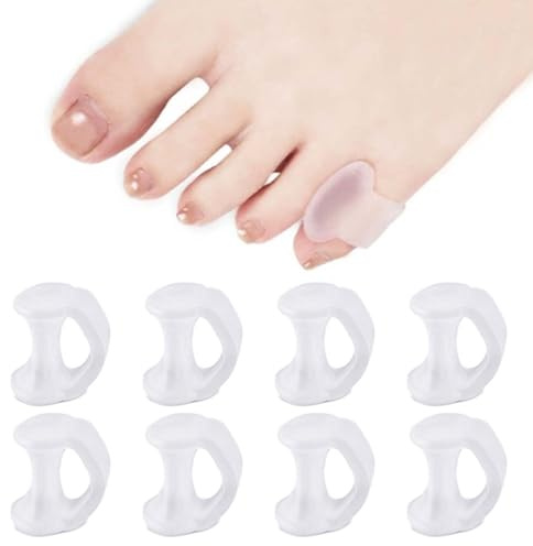 JUGUTA Lot de 8 Séparateurs d'Orteils en Gel Transparent - Protections Anti-Frottement avec Coussinets Réducteurs de Pression - Écarteurs de Correction pour Hallux Valgus et Orteils en Marteau