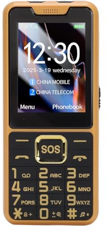 Fockety 4G Elderly Mobile Phone, Big Button Cell Phone for Elderly, with 2.6in Screen, SOS Button, Camera, 2500mAh, 3 Slots, Speed Dial, Dual Flashlight (Gold)