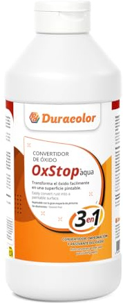 Duracolor OxStop Aqua Convertidor de Óxido al Agua 3 en 1 | Pasivante, Imprimación y Anticorrosivo para Metal | Compatible con Pintura al Agua y Disolvente | Uso Exterior e Interior (1 Litro)
