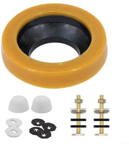 Kit di ricambio per ceralacca WC con bulloni in ottone per linee di scarico da 7,6 cm e 10,2 cm, manicotto flangiato per WC a pavimento, include viti di tenuta, rondelle, dadi, marrone