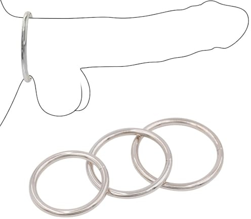Metal Cock Ring 38/45/50mm Diameter Penis Rings 3 PCS Ball Rings for Men Strong Adult Sex Toys BDSM Couples Enhances Erections Delays Ejaculation & Sexual Wellness