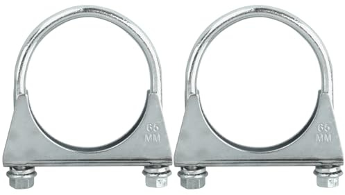Catekro Abrazadera Tubo Escape en U 2 Pièces, Ø 65mm / 2,55” - Plateado | Acero Galvanizado Brida Escape Coche Silenciador Abrazadera Universal para Fijar & Reparar Sistema Escape Resistente al Calor