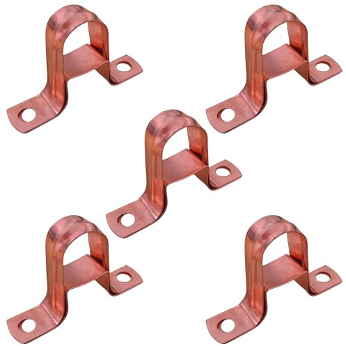 15mm Copper Pipe Saddle Clips with Spacers - Pack of 5 | Copper pipe fixing clamps for plumbing installations