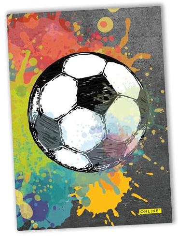 Online Notizbuch Soccer I Buch mit Hard-Cover I DIN A5, 80g/m², 192 Seiten I Kladde für Notizen mit Fußball-Motiv I Notizblock für die Schule und Büro I Tagebuch für Notizen, Skizzen, Lettering