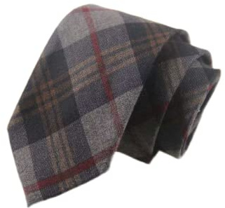 Harrington Marley Men's Wool Tartan Tie - Country Tweed Scottish Style Plaid Necktie, Grey Woven Skinny Smart Design for Weddings, Office & Formal Wear