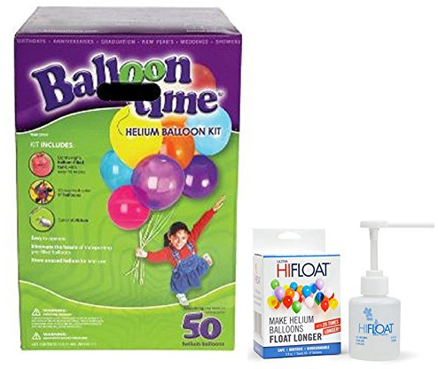 BLUE RIBBON Balloon Time Disposable Helium Kit,Tank 14.9 cu.ft - Plus an Ultra Hi-Float - 50 Balloons and Ribbon Included