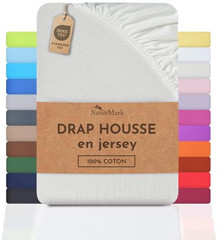 NatureMark Jersey Spannbettlaken, Spannbetttuch 100% Baumwolle in vielen Größen und Farben MARKENQUALITÄT ÖKOTEX Standard 100 | 120x200 cm - Creme/Natur