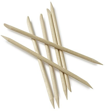 Manicare Nagelhautstäbchen, aus Holz, orange, multifunktional, zweiendig, zum Schieben, Reinigen und Entfernen der Nagelhaut bei Überwachsen, für Nail Art, für professionelle Mani-/Pediküre, 6 Stück