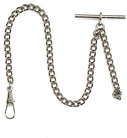 Rapport Taschenuhrkette mit T-Verschluss, silber
